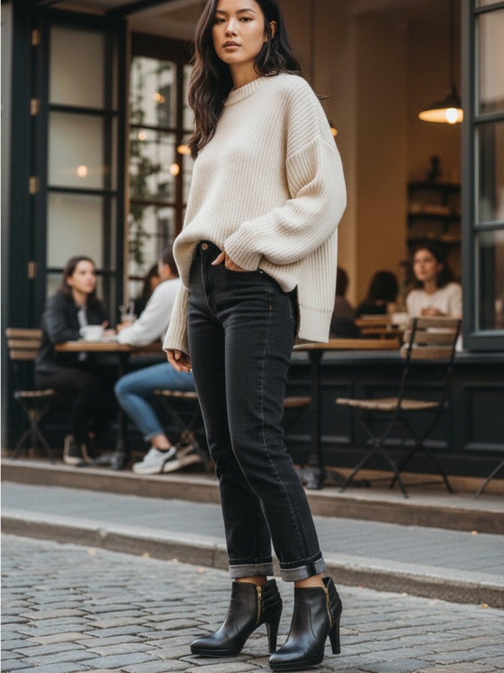 Black Platform Ankle Booties w/ Gold Zip